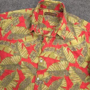 Tori Richard Shirt Mens M Colorful Geometric Tribal Leaves Aloha Made In Hawaii